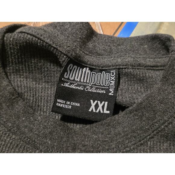 Vtg Southpole Shirt Mens XXL Black Long Sleeve Waffle Knit Thermal Hip Hop Y2K - Picture 7 of 8